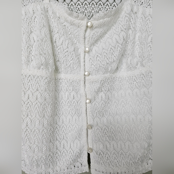 NWOT The General Good Elegant White Lace Button-Up Top, MED - Picture 4 of 9